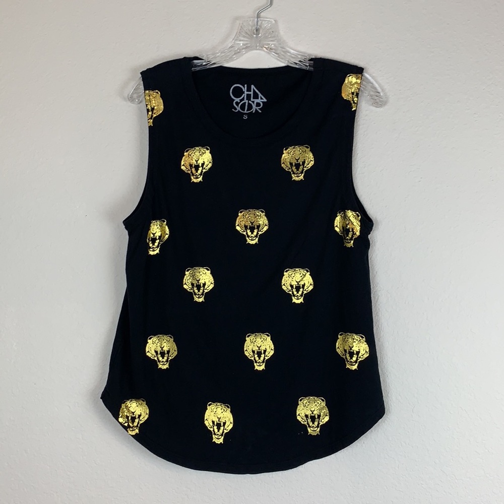 Chaser Gold Tiger Heads Muscle Tee Tank